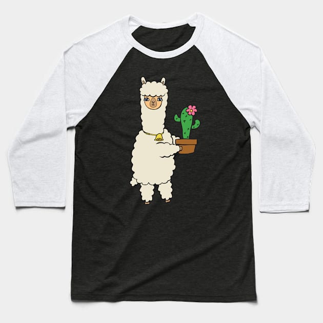 Alpaca with cactus Baseball T-Shirt by theanimaldude